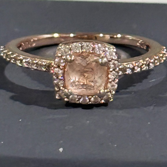 Modern Bride Genuine Pink Morganite 18K Rose Gold Over Silver Bridal set size 7 - Picture 7 of 11